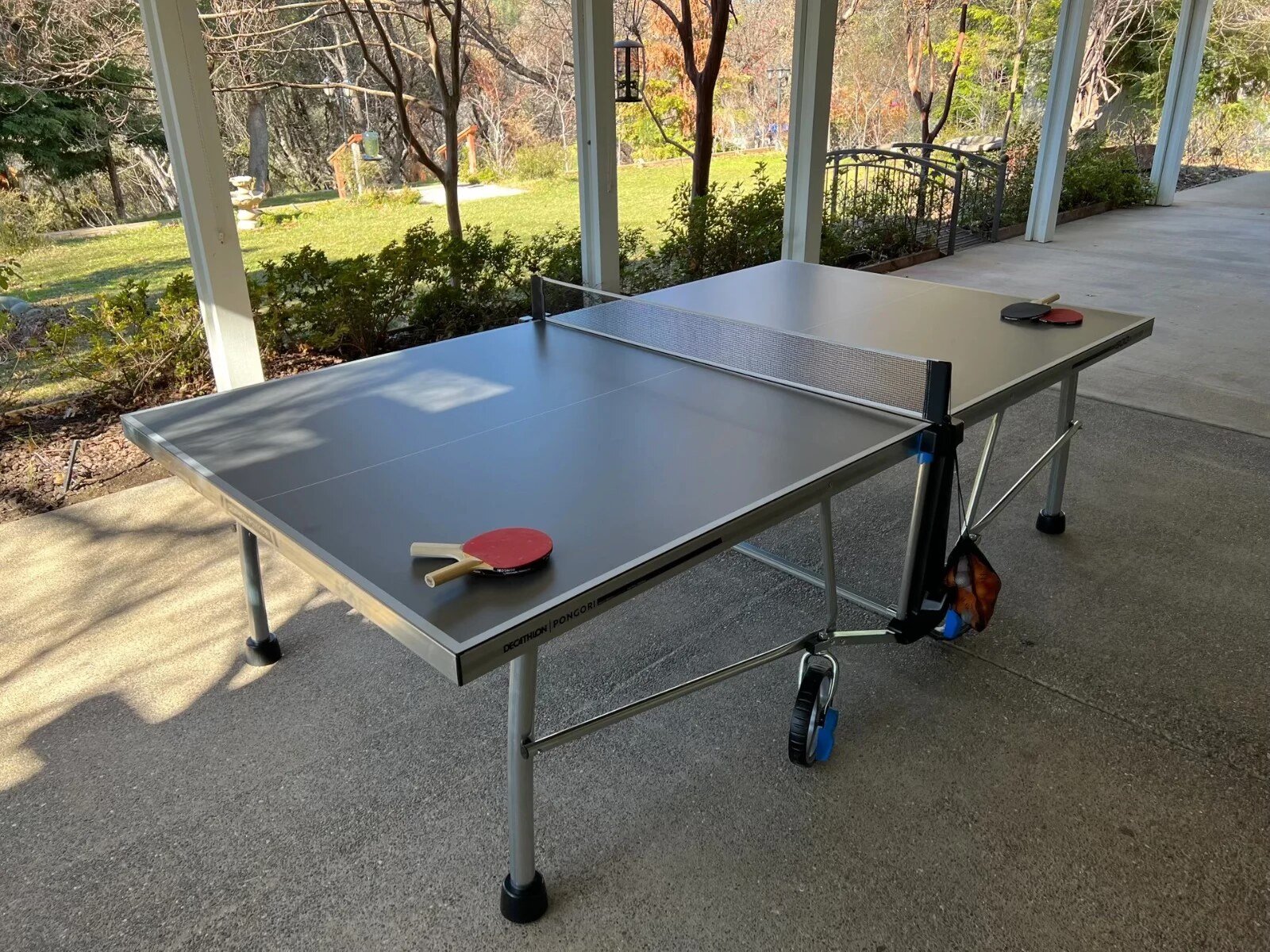 Table tennis on the covered patio